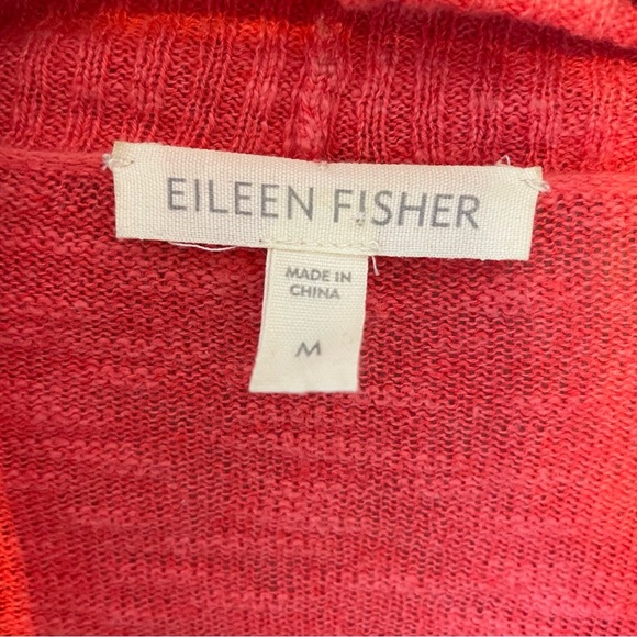 Eileen Fisher Linen Cotton Melon Pink Open Cardigan Sweater sz M - Picture 4 of 10
